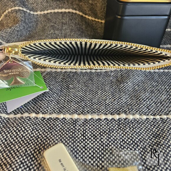 KATE SPADE Zippered Metallic Gold Polka Dot Zippered Pouch - Picture 4 of 10